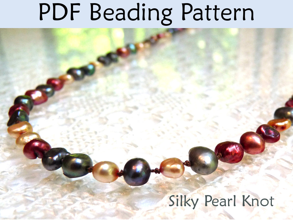 Pearl Knot Beading Tutorial PDF, Necklace Beading Pattern, Beading