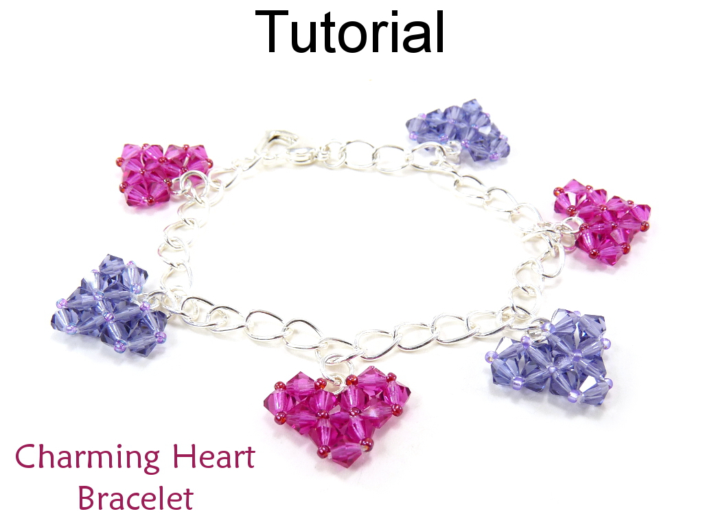 Beading Tutorial Heart Bracelet, Crystal Hearts Beading Pattern